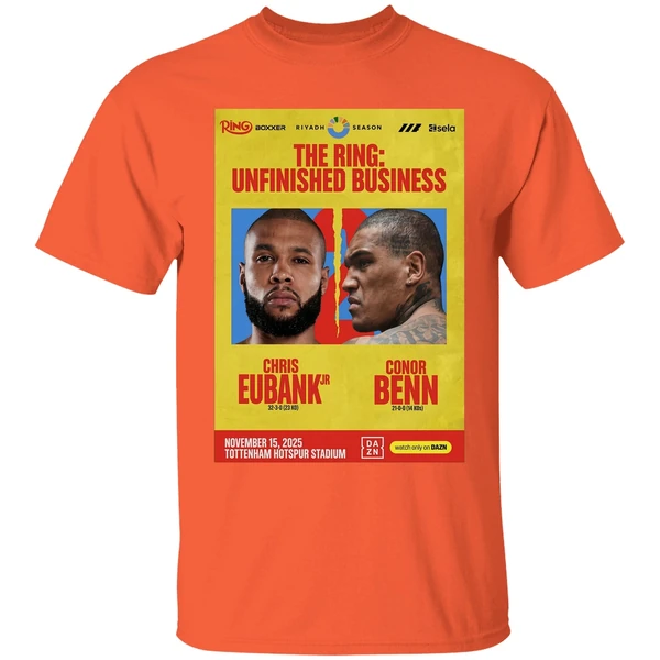 chris eubank jr vs conor benn 2 2025 fight poster shirt orange