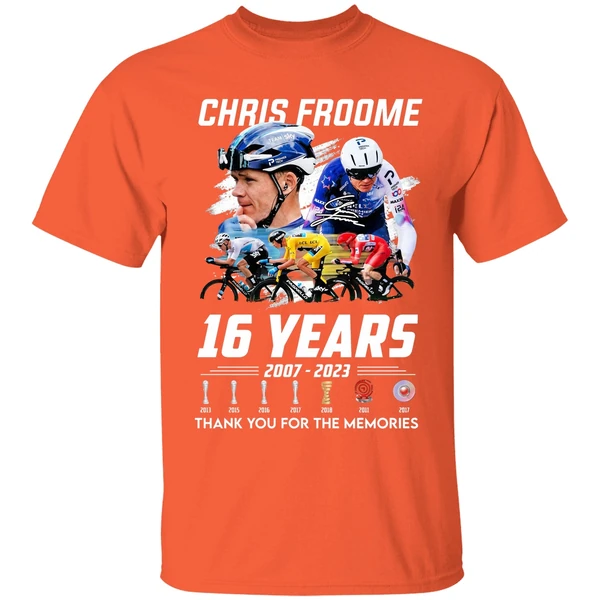 chris froome 16 years 2007 2023 thank you for the memories shirt orange