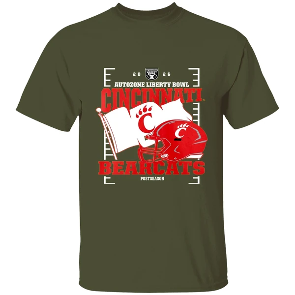 cincinnati-bearcats-2026-autozone-liberty-bowl-helmet-shirt-militarygreen