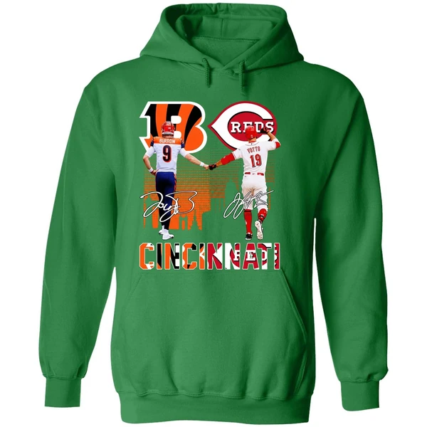 Cincinnati Bengals Joe Burrow And Cincinnati Reds Joey Votto Hoodie - Image 2