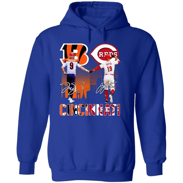 Cincinnati Bengals Joe Burrow And Cincinnati Reds Joey Votto Hoodie - Image 7