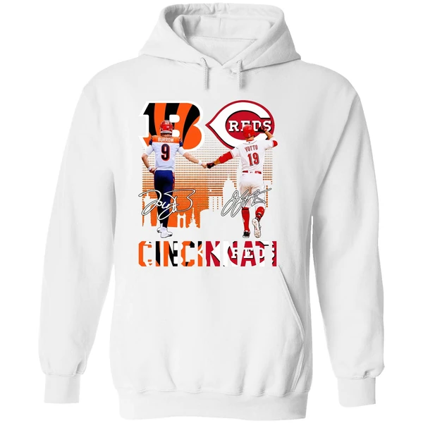 Cincinnati Bengals Joe Burrow And Cincinnati Reds Joey Votto Hoodie - Image 8