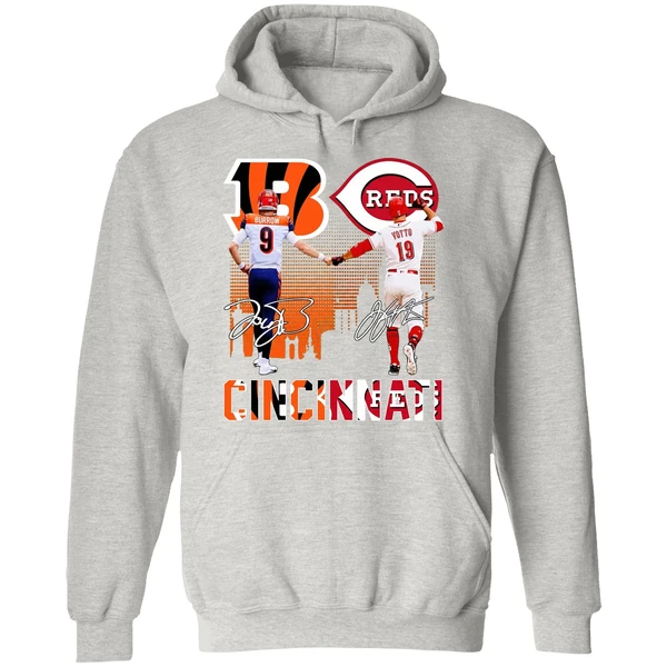 Cincinnati Bengals Joe Burrow And Cincinnati Reds Joey Votto Hoodie - Image 9