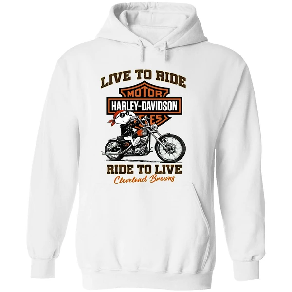 Cleveland Browns Snoopy Motorcycle Harley Dadvidson Live To Ride Ride To Live Hoodie - Image 8