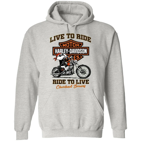 Cleveland Browns Snoopy Motorcycle Harley Dadvidson Live To Ride Ride To Live Hoodie - Image 9