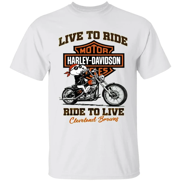 Cleveland Browns Snoopy Motorcycle Harley Dadvidson Live To Ride Ride To Live Shirt