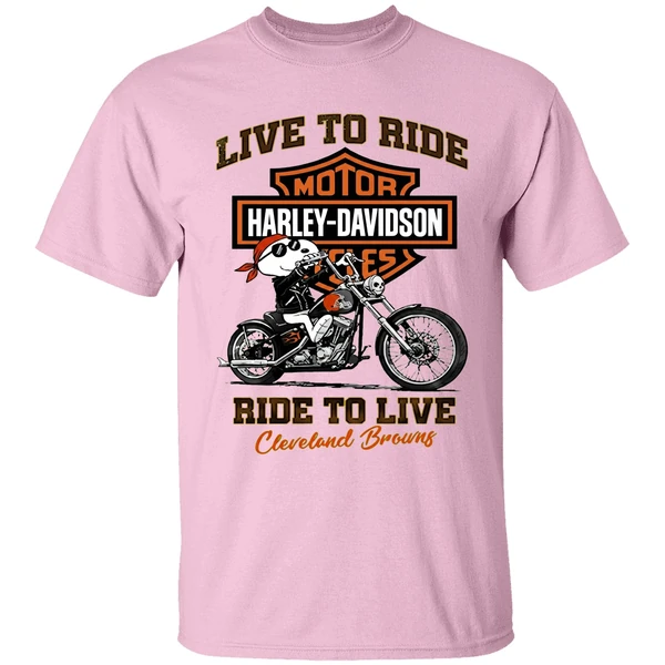 Cleveland Browns Snoopy Motorcycle Harley Dadvidson Live To Ride Ride To Live Shirt - Image 2