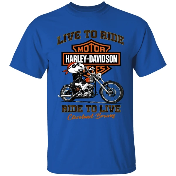 Cleveland Browns Snoopy Motorcycle Harley Dadvidson Live To Ride Ride To Live Shirt - Image 5