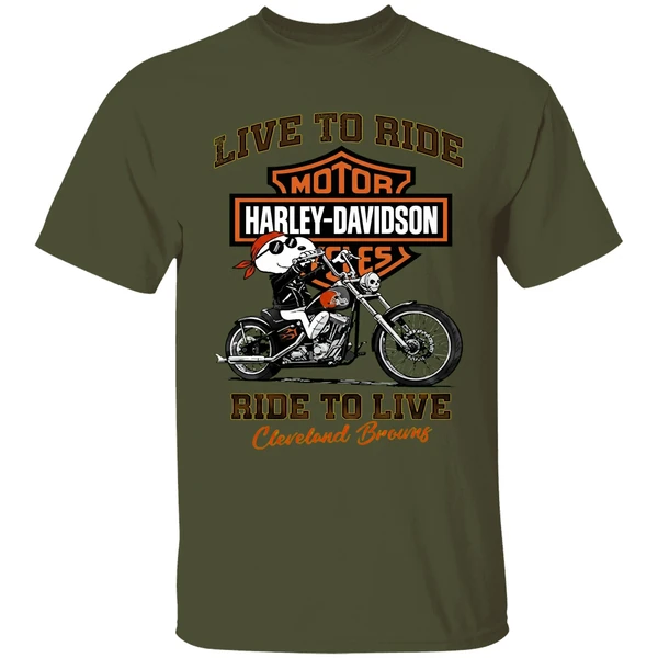 Cleveland Browns Snoopy Motorcycle Harley Dadvidson Live To Ride Ride To Live Shirt - Image 9