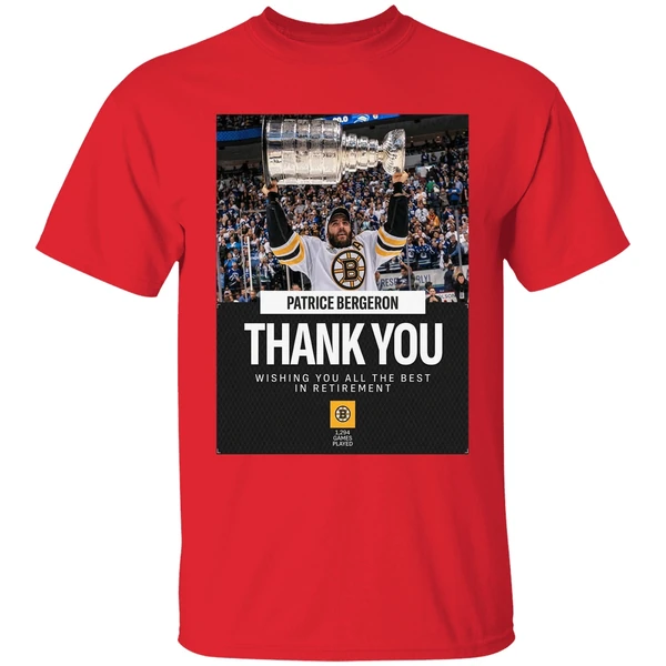 congratulations on a legendary career patrice bergeron retirement shirt red