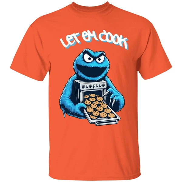 cookie monster let him cook shirt orange