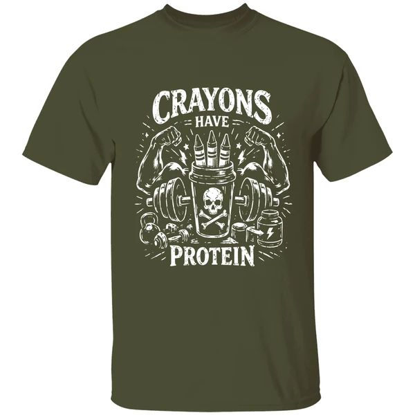 Crayons Have Protein Gym Shirt - Image 4