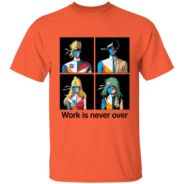 crescendolls work is never over daft punk shirt orange