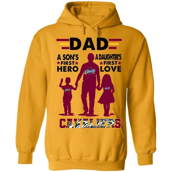 Dad A Son's First Hero A Daughter's First Love Cavaliers Hoodie - Image 9