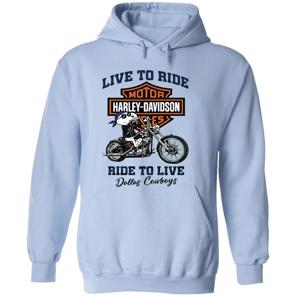 Dallas Cowboys Snoopy Motorcycle Harley Dadvidson Live To Ride Ride To Live Hoodie - Image 4