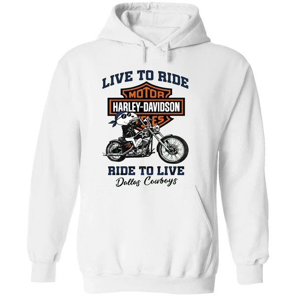 Dallas Cowboys Snoopy Motorcycle Harley Dadvidson Live To Ride Ride To Live Hoodie - Image 8