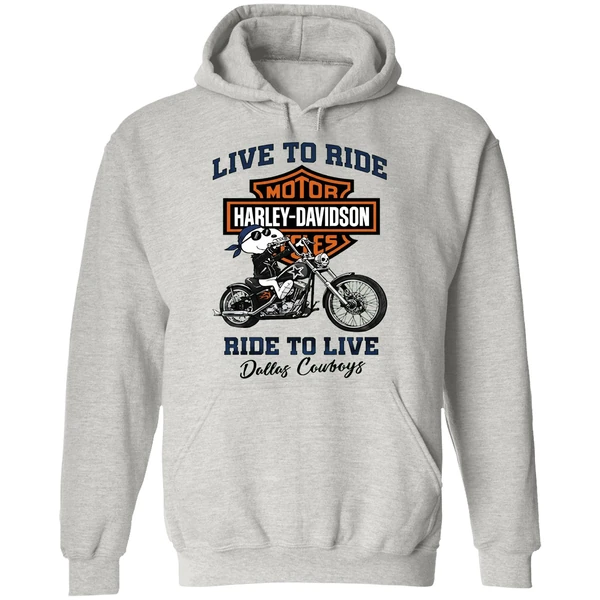 Dallas Cowboys Snoopy Motorcycle Harley Dadvidson Live To Ride Ride To Live Hoodie - Image 9