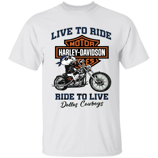 Dallas Cowboys Snoopy Motorcycle Harley Dadvidson Live To Ride Ride To Live Shirt