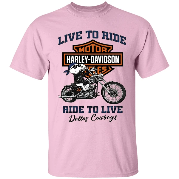 Dallas Cowboys Snoopy Motorcycle Harley Dadvidson Live To Ride Ride To Live Shirt - Image 2