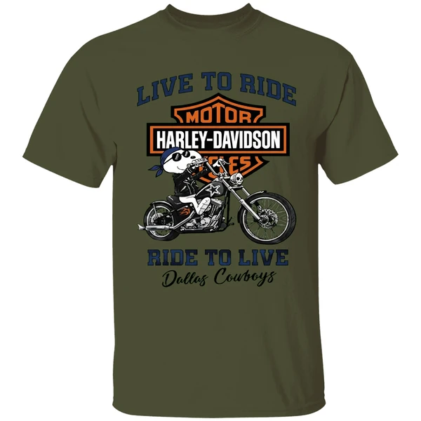 Dallas Cowboys Snoopy Motorcycle Harley Dadvidson Live To Ride Ride To Live Shirt - Image 9