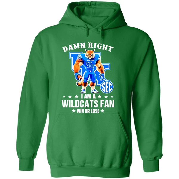 Damn Right I Am A Kentucky Wildcats Fan Win Or Lose Mascot 2025 Hoodie - Image 2