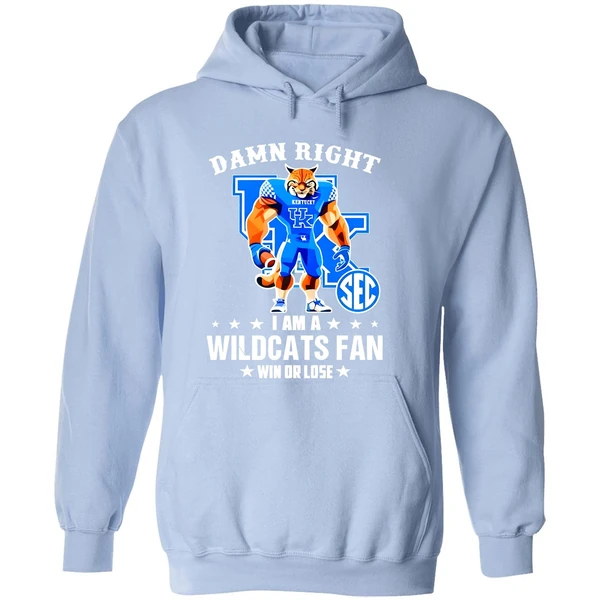 Damn Right I Am A Kentucky Wildcats Fan Win Or Lose Mascot 2025 Hoodie - Image 4