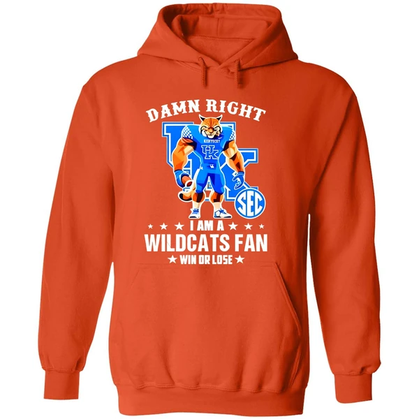 Damn Right I Am A Kentucky Wildcats Fan Win Or Lose Mascot 2025 Hoodie - Image 6