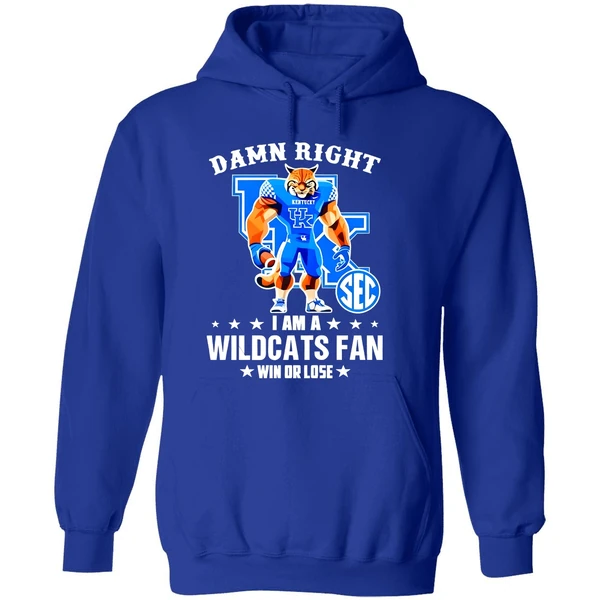 Damn Right I Am A Kentucky Wildcats Fan Win Or Lose Mascot 2025 Hoodie - Image 7