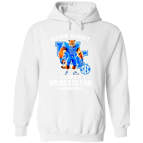 Damn Right I Am A Kentucky Wildcats Fan Win Or Lose Mascot 2025 Hoodie - Image 8