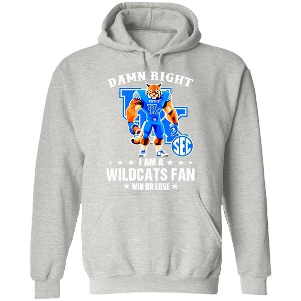 Damn Right I Am A Kentucky Wildcats Fan Win Or Lose Mascot 2025 Hoodie - Image 9