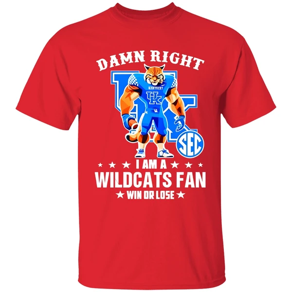 Damn Right I Am A Kentucky Wildcats Fan Win Or Lose Mascot 2025 Shirt - Image 7