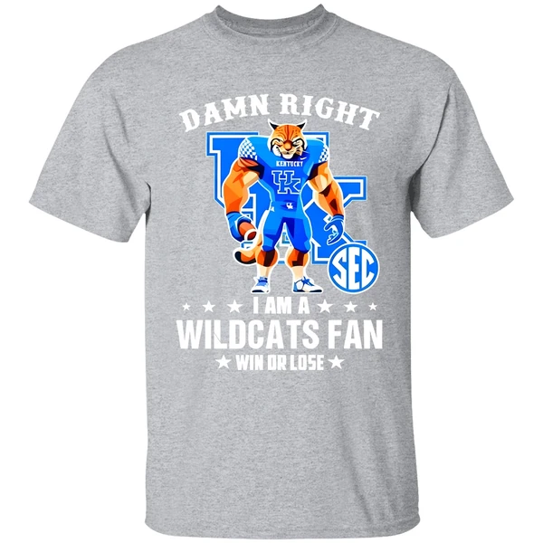 Damn Right I Am A Kentucky Wildcats Fan Win Or Lose Mascot 2025 Shirt - Image 9