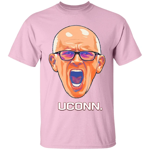 dan hurley coach uconn huskies mens basketball head portrait shirt lightpink