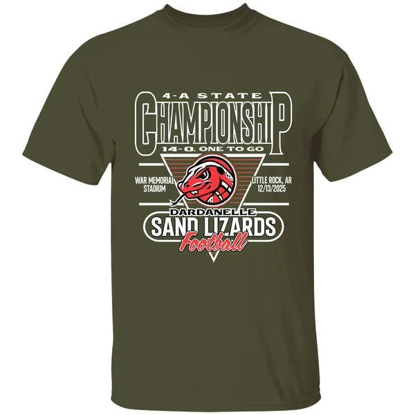 Dardanelle Sand Lizards 14 A One To Go Statue Championship 2025 Shirt - Image 4