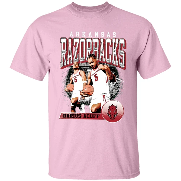 darius acuff jr arkansas razorbacks retro shirt lightpink