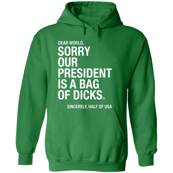 Dear World Sorry Our President Is A Bag Of Dicks Sincerely Half Of Usa Hoodie - Image 2