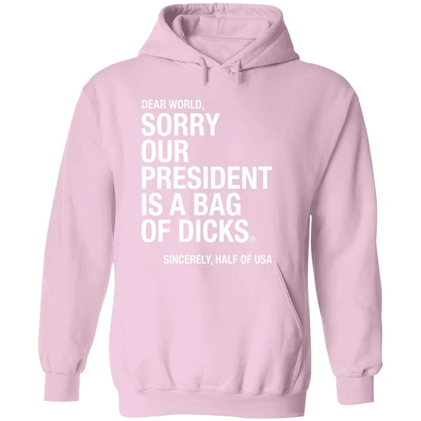Dear World Sorry Our President Is A Bag Of Dicks Sincerely Half Of Usa Hoodie - Image 5