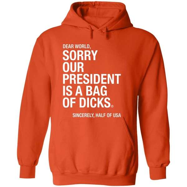Dear World Sorry Our President Is A Bag Of Dicks Sincerely Half Of Usa Hoodie - Image 6