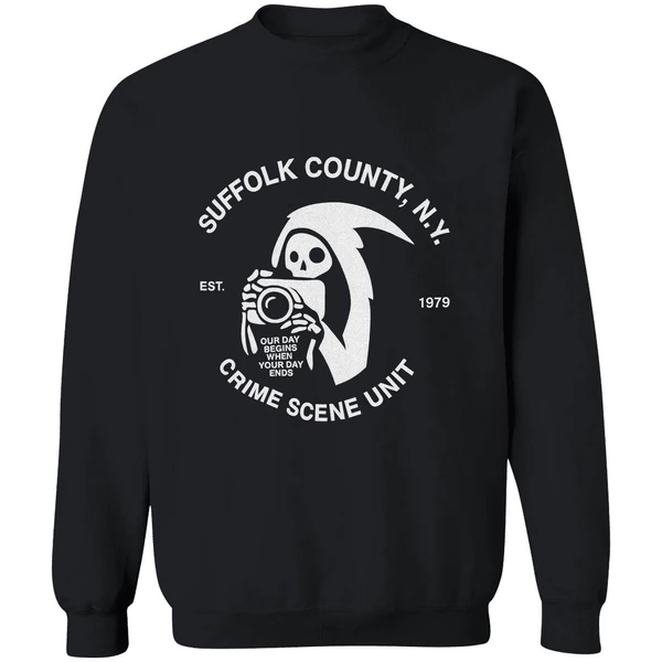 Death Our Day Begins When Your Day Ends Crime Scene Unit Suffolk Ny Est 1979 Sweatshirt - Image 9