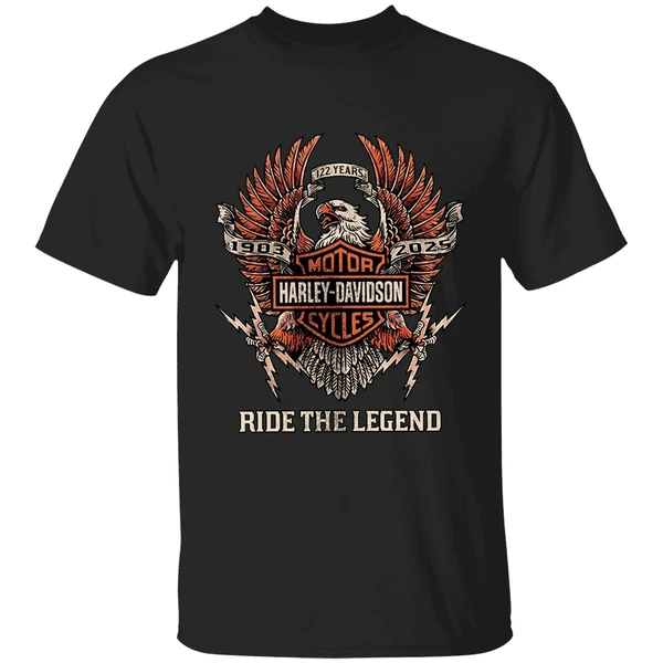 Denver Broncos 122 Years Harley Davidson Ride The Legend Logo Shirt