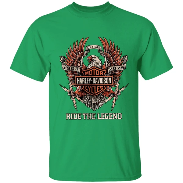 Denver Broncos 122 Years Harley Davidson Ride The Legend Logo Shirt - Image 2