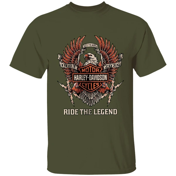 Denver Broncos 122 Years Harley Davidson Ride The Legend Logo Shirt - Image 4