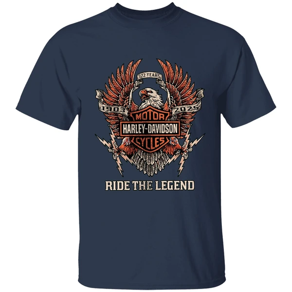 Denver Broncos 122 Years Harley Davidson Ride The Legend Logo Shirt - Image 5