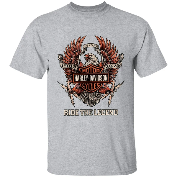 Denver Broncos 122 Years Harley Davidson Ride The Legend Logo Shirt - Image 9