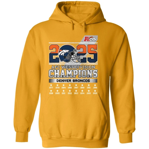 Denver Broncos 2025 Afc West Division Champions Helmet Name Roster Hoodie