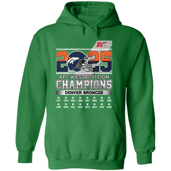 Denver Broncos 2025 Afc West Division Champions Helmet Name Roster Hoodie - Image 2