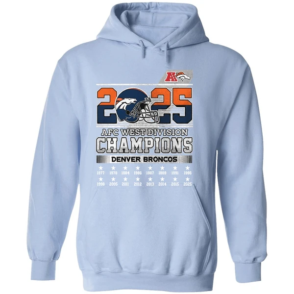Denver Broncos 2025 Afc West Division Champions Helmet Name Roster Hoodie - Image 4