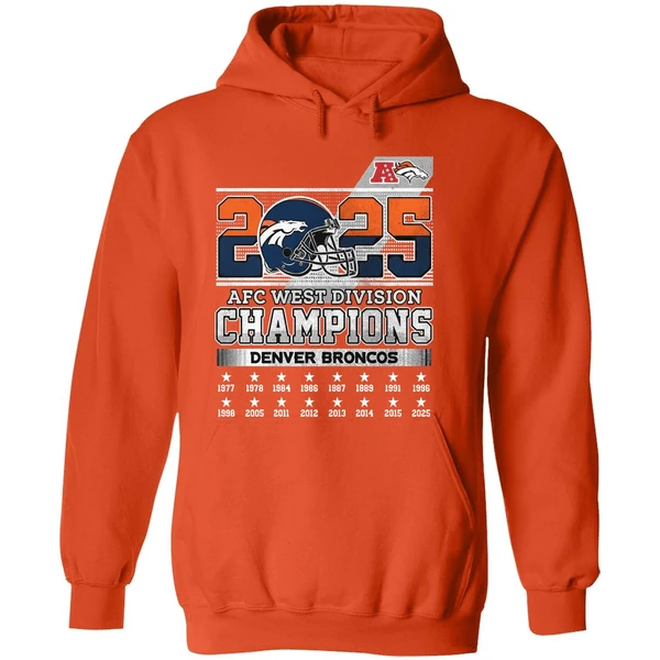 Denver Broncos 2025 Afc West Division Champions Helmet Name Roster Hoodie - Image 6