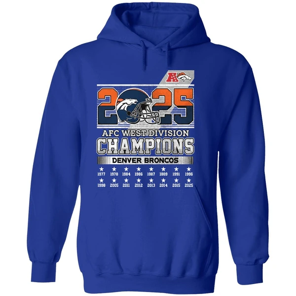 Denver Broncos 2025 Afc West Division Champions Helmet Name Roster Hoodie - Image 7