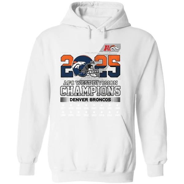 Denver Broncos 2025 Afc West Division Champions Helmet Name Roster Hoodie - Image 8